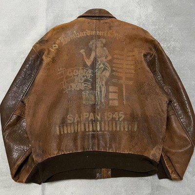 A2フライトジャケット アメリカ空軍 ブラウンレザーアヴィエータージャケット AVIREX Leather A-2 Jacket Chest Logo SizeM Brown From Japan