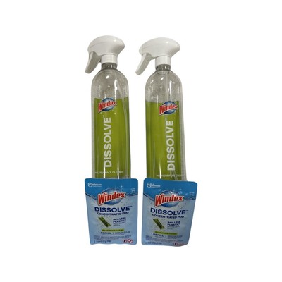 2X Windex Dissolve Concentrated Pods, Multi surface Starter W/ 2 Pod 2 Bottles