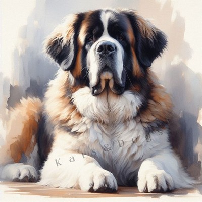 SAINT ST BERNARD Watercolour ART PRINT DOG Lover GIFT Christmas Birthday PRESENT
