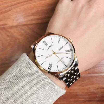 Pre-owned Citizen Nh8354-58a Automatic Two-tone Gold Stainless Steel Analog Men's Watch