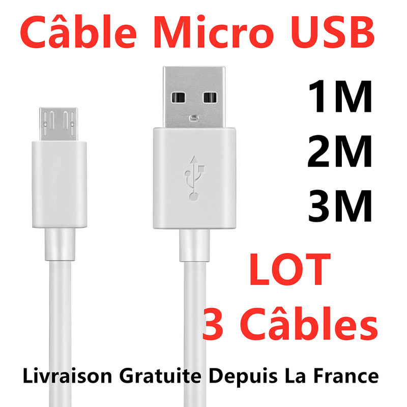 CÃ¢Ble Chargeur Micro Usb 1m/2m Pour Samsung A3/A5/A7/A10 S6 S7 Edge J4/J5/J6