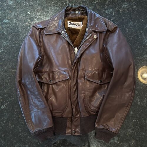 Vintage Schott Leather Bomber Jacket w/ Removable Fur Liner Vintage Schott Leather Bomber Jacket w/ Removable Fur Liner
