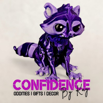Articulated Raccoon Designer Art Toy: 3D Printed, Hand-Painted