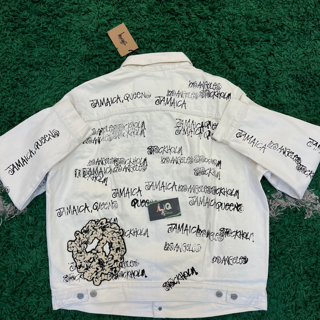 Pre-owned Stussy X Denim Tears X Our Legacy Ttl Denim Jacket (white,black)