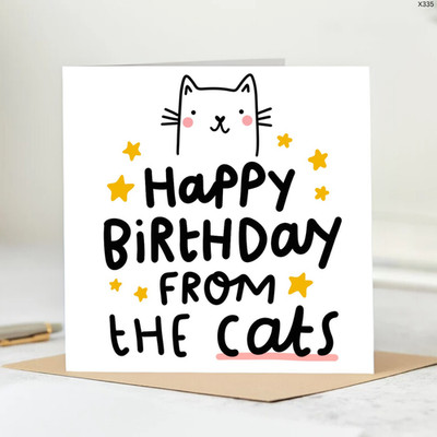 Happy Birthday from the Cats Card – Funny Cat Lover Birthday Card .