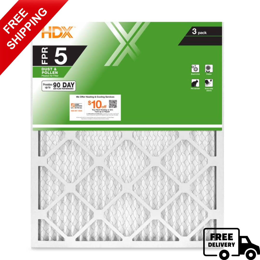 20x25x1 Pleated Air Filters Replacement for Furnace, Merv 8 Ac Hvac Fpr 5 3-pack
