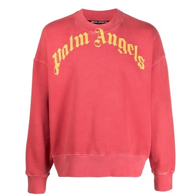 Pre-owned Palm Angels Logo Crew Red Jumper