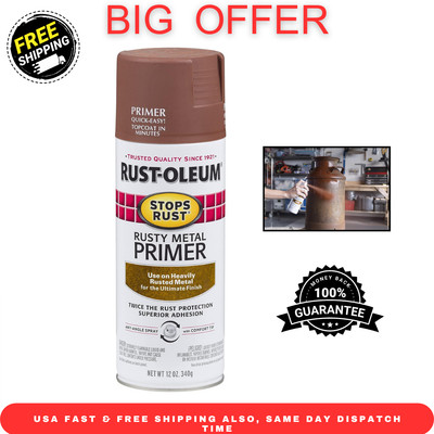 Rust-Oleum Stops Rust Spray Paint Oil-Based, 12-Ounce, Flat Rusty Metal Primer