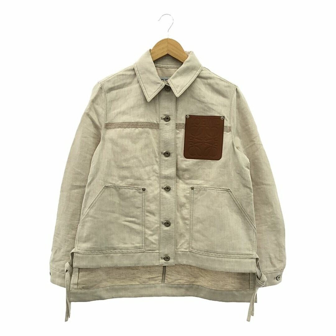 LOEWE WORK WEAR JACKET COTTON LINEN ANAGRAM LOGO LEATHER