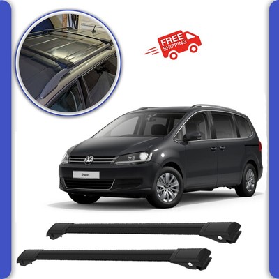 To fits Volkswagen Sharan II Since 2010 Cross Bars  Roof Rack Black Set