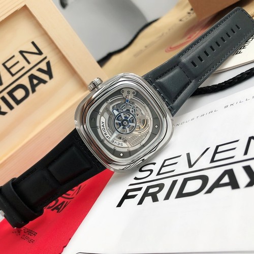 Pre-owned Sevenfriday P-series Grey Skeleton Dial Automatic Ps1/01 Sf-ps1-01 Men's Watch