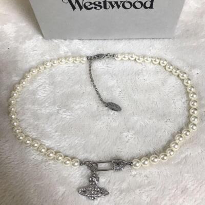 Vivienne Westwood Necklace Clip Orb Pearl Silver IN BOX