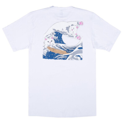 

RIPNDIP Футболка с коротким рукавом «The Great Wave of Nerm» (белая) с рисунком, Белый