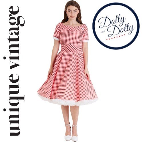 Unique Vintage Dolly & Dotty Darlene Retro Red Gingham Swing