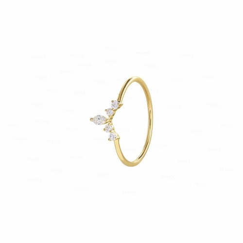 Pre-owned Irisha Designs Genuine Marquise And Round Diamond Tiara Ring 14k Gold Fine Jewelry In White