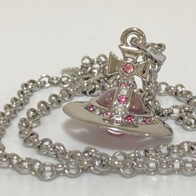 ナ*ツ様 【vivienne westwood】NEW TINY ORB PEN Vivienne Westwood Necklace Tiny Orb Silver Pink w/drawstring