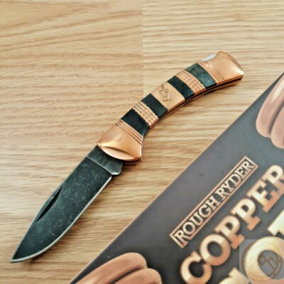 Rough Ryder Lockback Folding Knife 2.88'' Stainless Blade Bone/Copper Handle