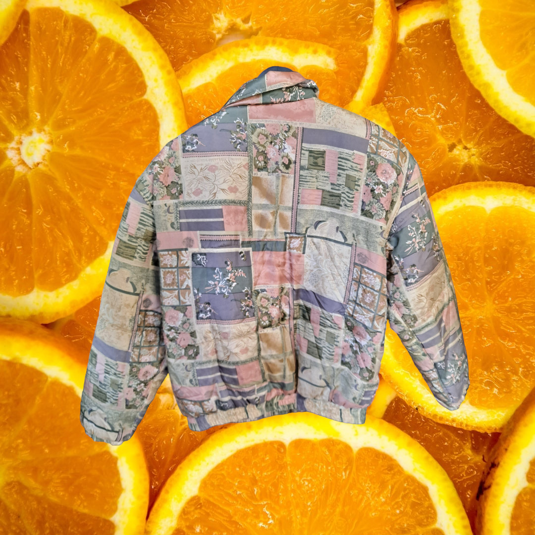 Vintage Stuart Sport 100% Silk Patchwork Insulated Full Zip Jacket Size M — photo 7