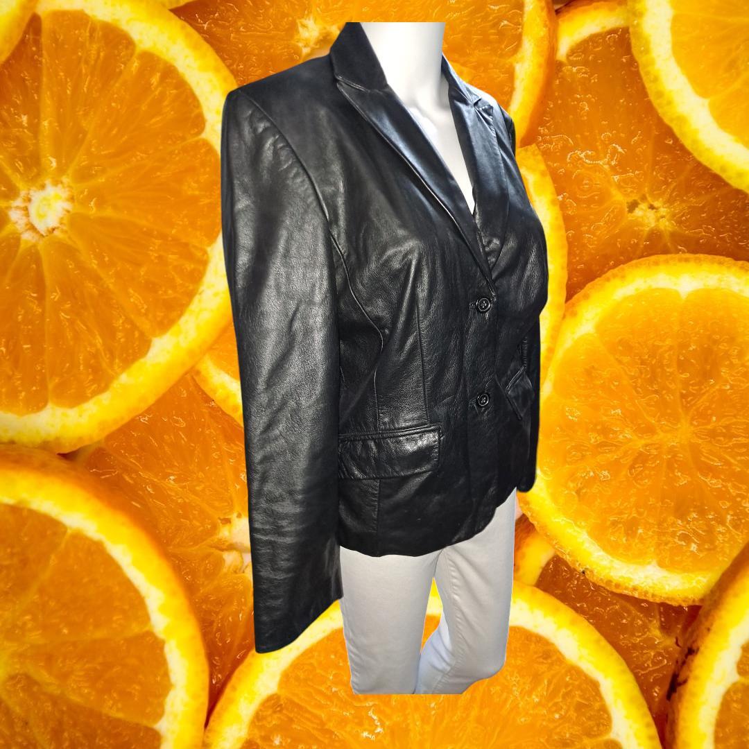 Ann Taylor Loft Petite Black Leather Coat Size 8P — photo 2