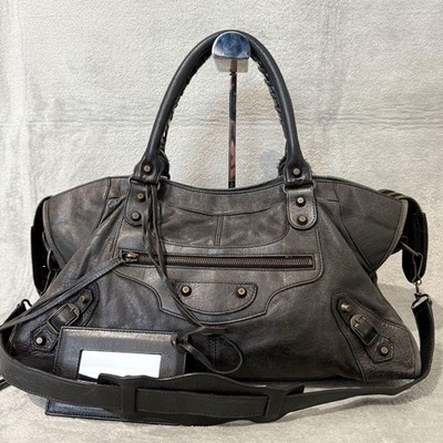 AkiCHANEL ブラック バッグ BALENCIAGA Classic Part Time 2way Leather Bag Black Mirror
