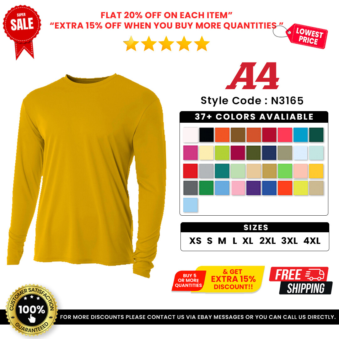 A4 N3165 Mens Polyester Cooling Performance Crew Neck T