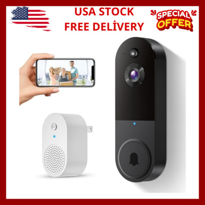 1080p HD WiFi 2.4G Ring Video Doorbell Intercom Video Camera Door AI & Live View