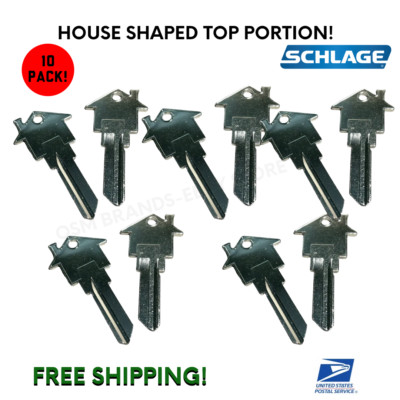 10 Schlage SC-1 House Shaped Easy Find Key Blank NICKEL RE AGENTS-MORTGAGE PROMO