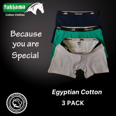 3 Pack Mens Boxer Briefs Underwear 100% Egyptian Cotton  Multi color Soft