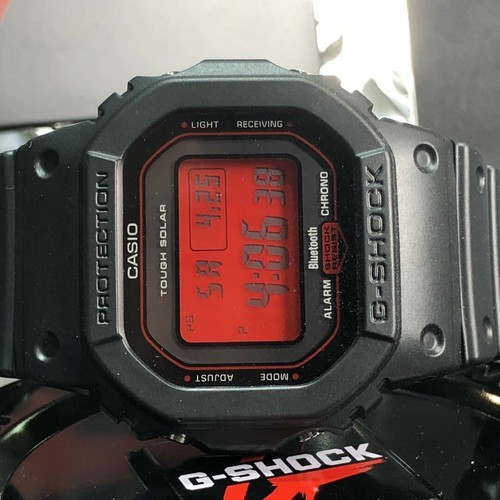 Pre-owned Casio G-shock Black & Red Gw-b5600ar-1 Solar Radio Men's Watch In Box