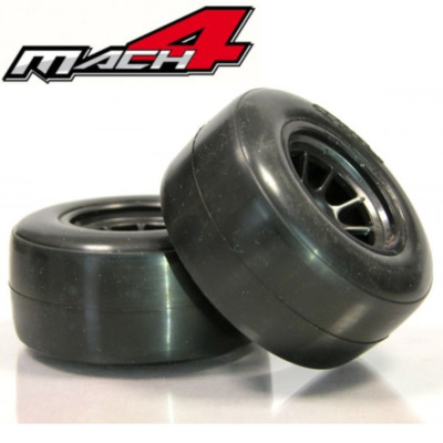 MACH4 MCH300 Front F1 Tire w Black Wheels (2) RC Car Racing Onroad Formula 1