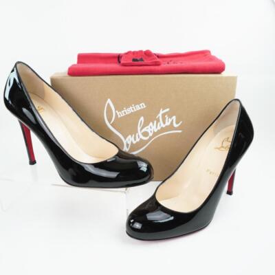 Christian Louboutin ブラック ハイヒール 38 Christian Louboutin Black Leather Peep-toe Pumps - size 38
