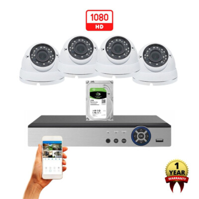 8 Channel 4 HD 1080P Indoor Outdoor Dome Security Camera Surveillance System