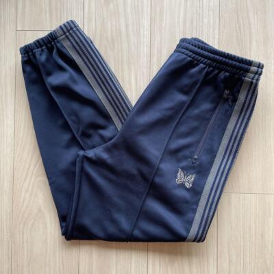 NEEDLES Track Pants Zipped Navy x Khaki lines JO226 Size-XS