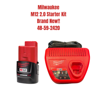 Milwaukee M12 48 59 2420 2.0 Battery Charger Start Kit 48 59