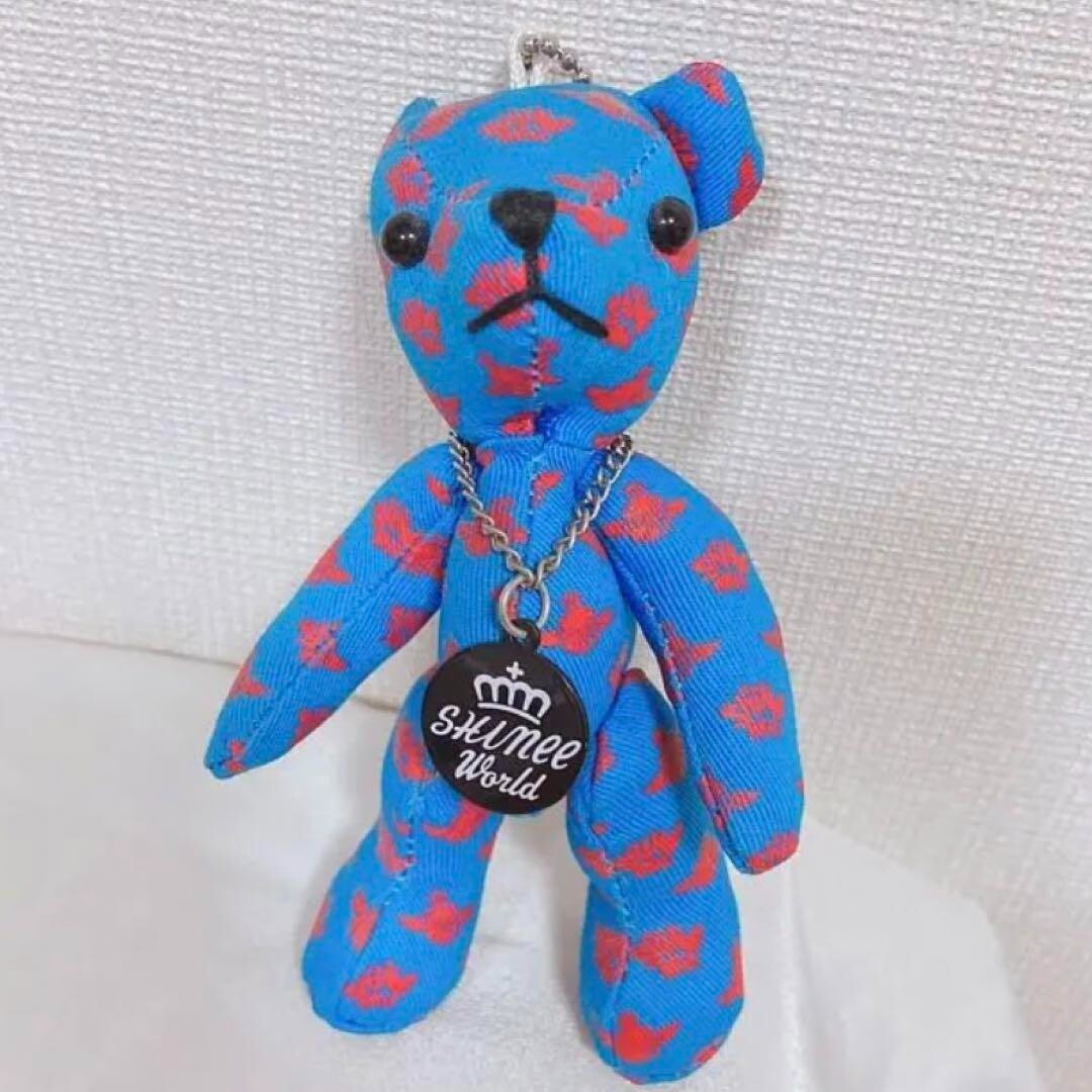 SHINee Bear Plush Mascot Keychain Blue All-over Pattern