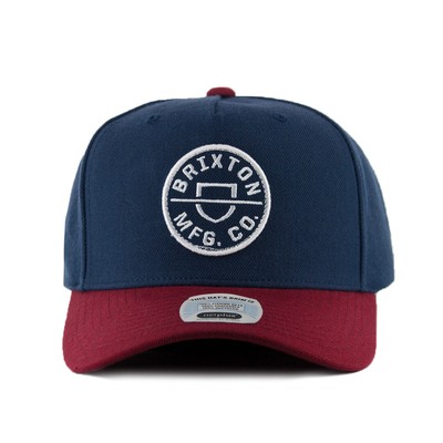 Кепка Brixton Crest C MP Snapback Hat (Washed Navy/Island Berry), 5-панельная кепка