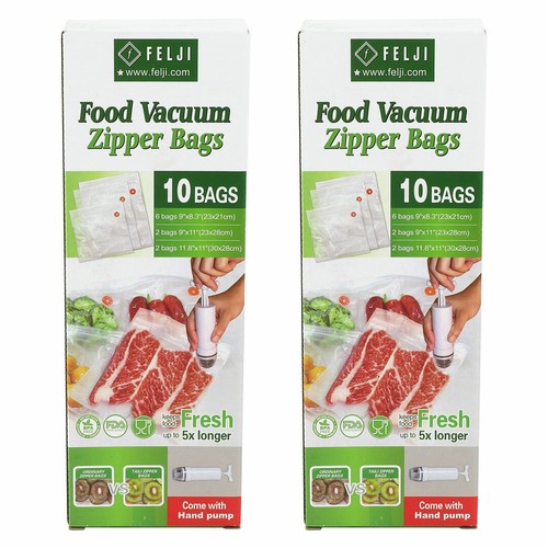 20 Pack Food Vacuum Sealer Bags with Hand Pump BPA-Free fits Foodsaver Sous Vide