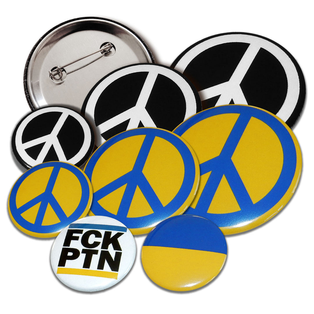 Peace Buttons, versch. Motive, Peace, Support Ukraine, FCK PTN
