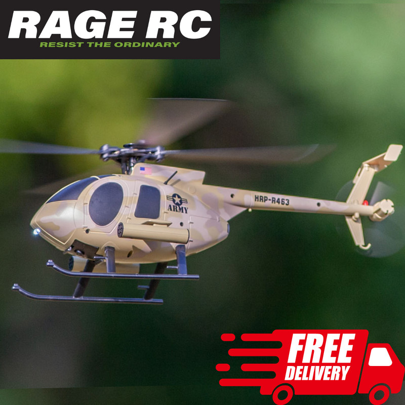 Rage RC Hero-Copter Helicopter 4-Blade RTF Military Army Stability Ready