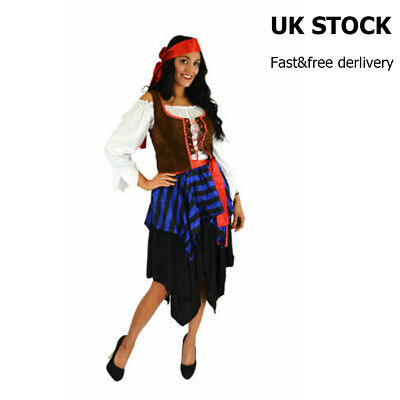 Fancy Dress Halloween Pirate Womens Sexy Caribbean Party Costume Outfit 