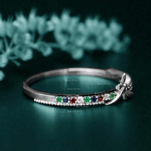 Pre-owned J.o.n 14k Gold Genuine Diamond Emerald Blue Sapphire Dragonfly Wedding Ring Jewelry In Yellow