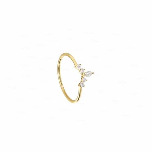 Pre-owned Irisha Designs Genuine Marquise And Round Diamond Tiara Ring 14k Gold Fine Jewelry In White