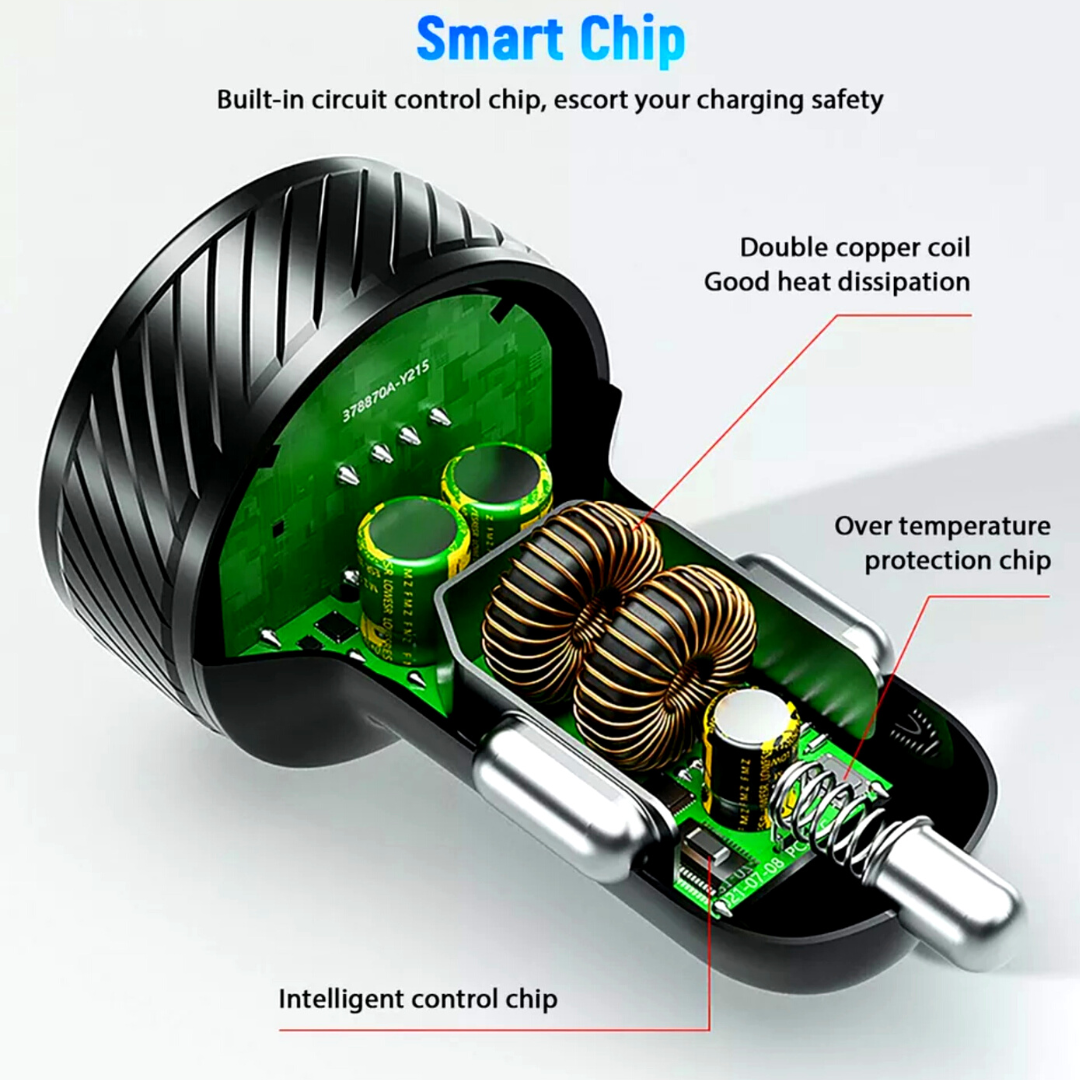 Car Charger 36W Cigarette Lighter Socket Dual USB Fast Charging Adapter Outlet