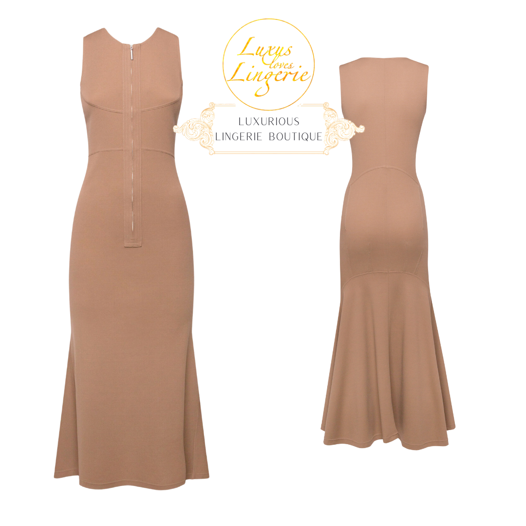 Pre-owned Wolford The 3d-cut Body Hugging Dress  S Mocha Braun Bodysuit Elegant Dress 2023 In Mocha (label) Braun Light Brown Cream Ristretto Coca