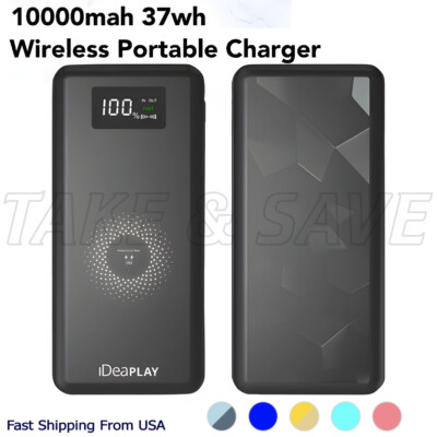 10000 mAh 37Wh Wireless Charger Portable Power Bank for Android & iphone Phones