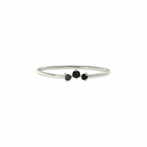 Pre-owned Irisha Designs Genuine Black Diamond 0.05 Ct. Stackable Ring 14k Gold Fine Jewelry In F-g