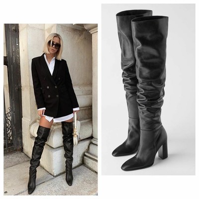 zara leather knee high boots
