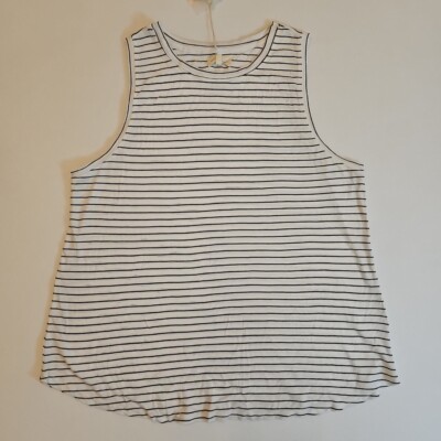 Thread & Supply Women's Sinclair Sleeveless Tank Top White Black Stripe Sz 2X
