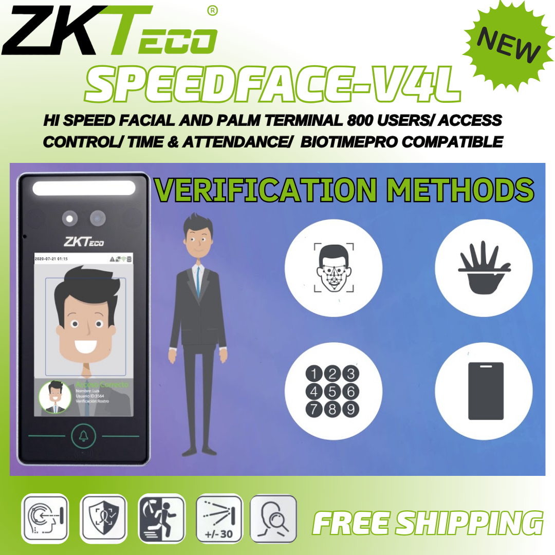 ZKTeco SPEEDFACE-V4L Hi Speed Facial and Palm Terminal 800 users/ Access Control