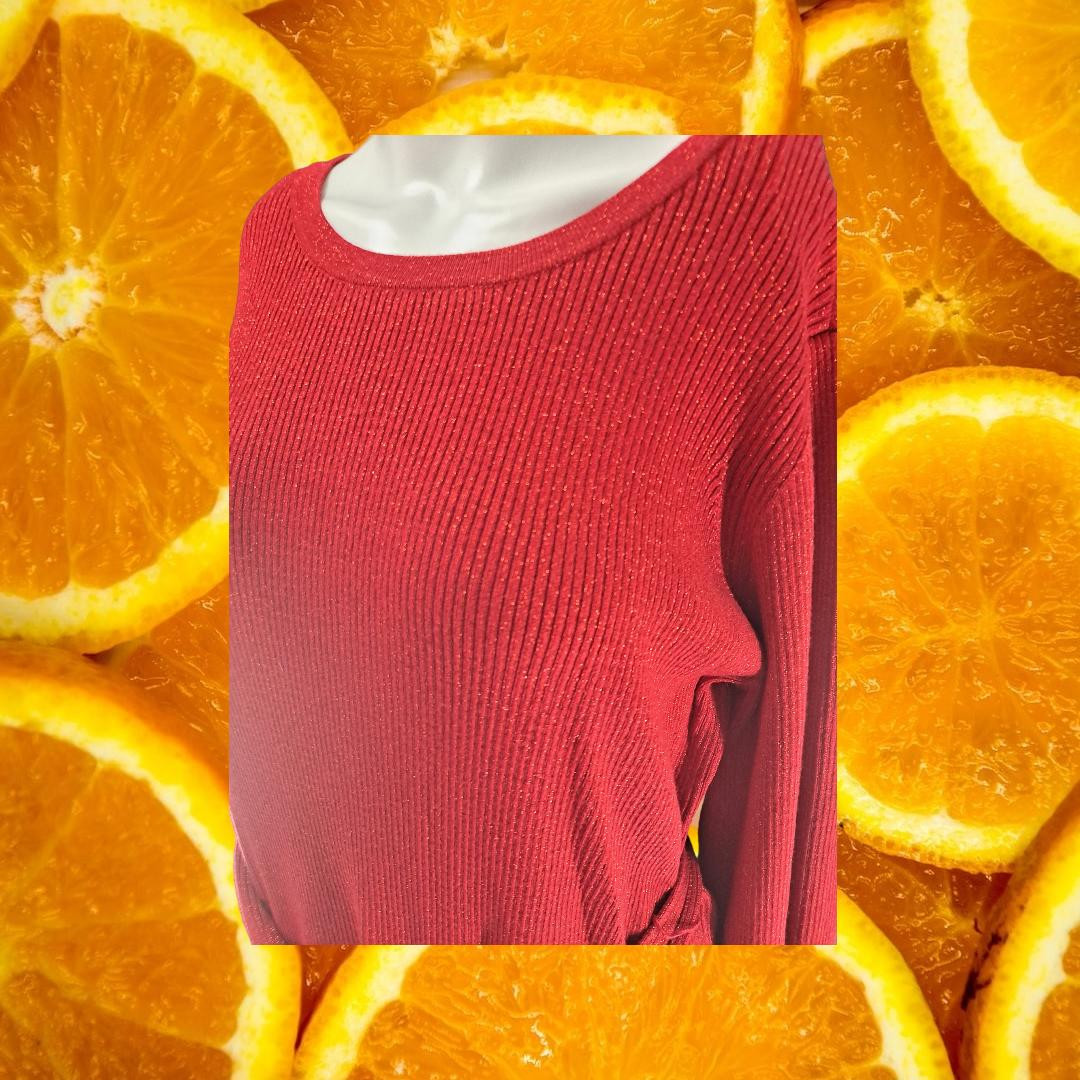 Calvin Klein Red Long Sleeve Ribbed Sweater Dress with Belt Size Medium — photo 3